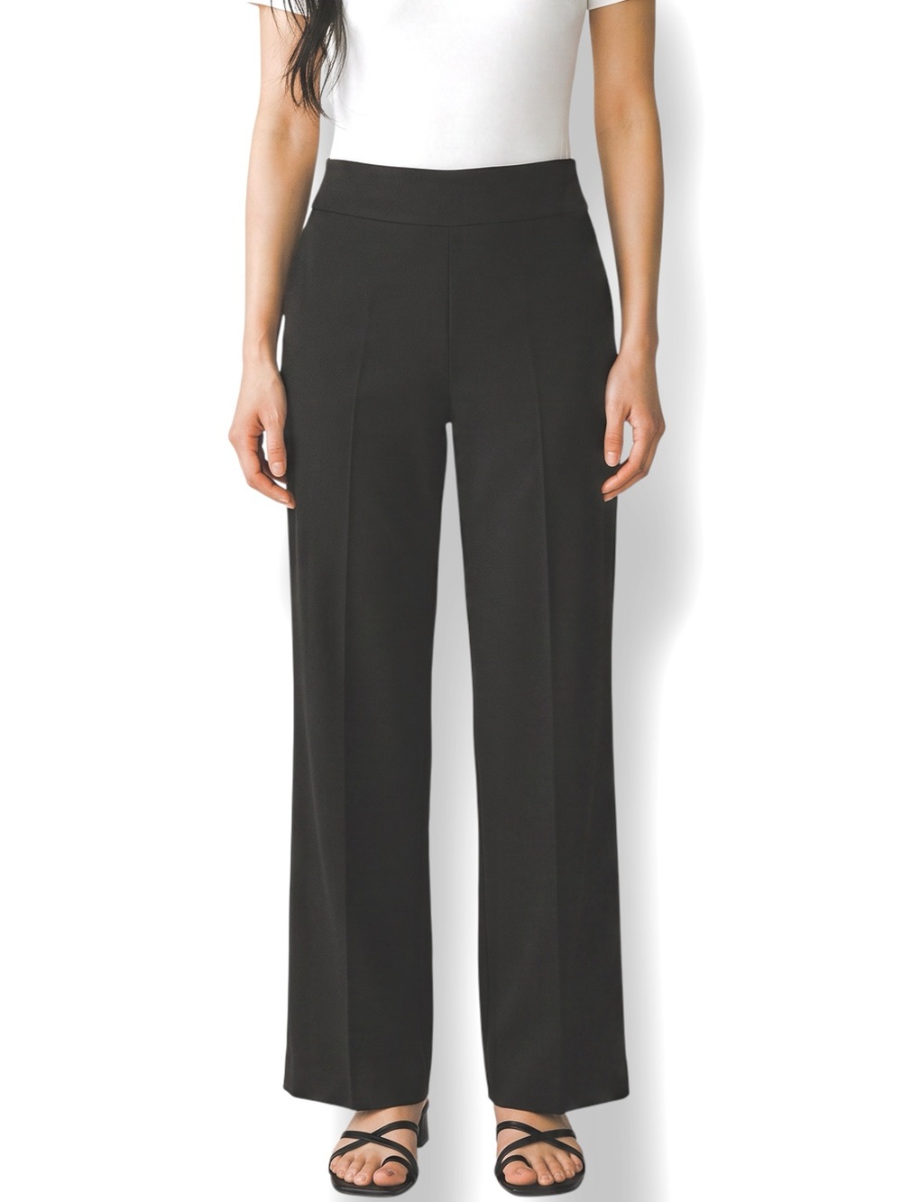 4/$20 LaVia 18 Bis Piazza Sempione Black Wide Leg Tall Trousers Size 8 M
